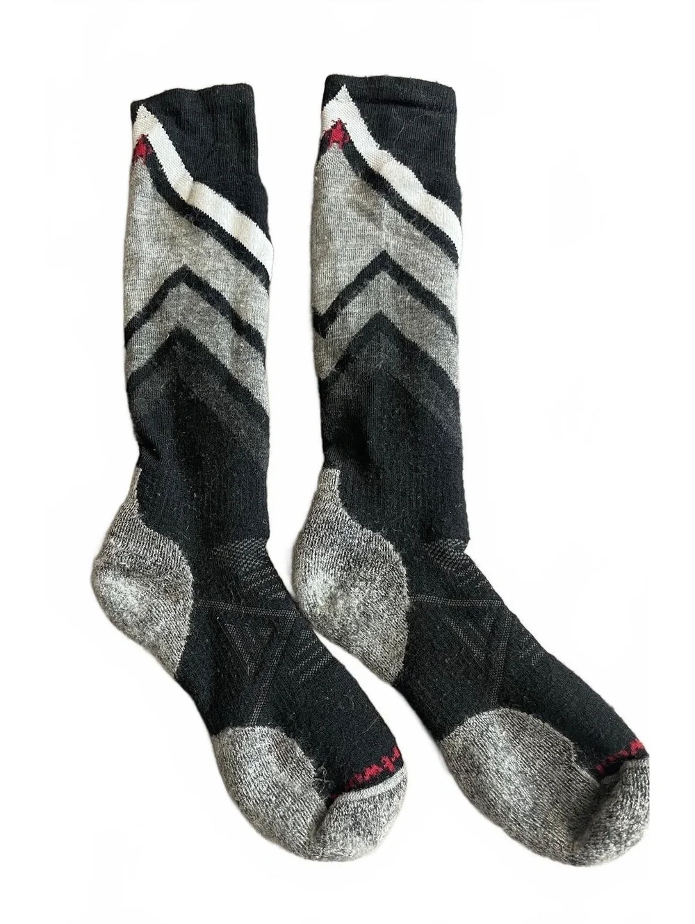 Smartwool PhD Ski Medium Pattern Socks with a gray & white chevron pattern top